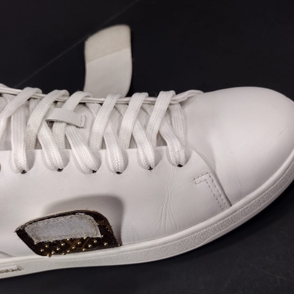 Louis Vuitton White Sneakers with Brown Strap size 8 pre owned Exellent Con - Picture 14 of 16